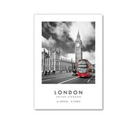 Toile murale avec impression de paysage urbain d'Europe et des États-Unis, décoration d'intérieur pour salon, chambre à coucher, bureau (SKU12, cadre photo noir, 12x18in / 30 x 45 cm)