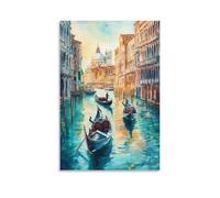 Toile murale avec impressions sur toile de peintures à l'aquarelle de Venise, Italie, pour salon, chambre à coucher, salle de bain, bureau, 50 x 75 cm