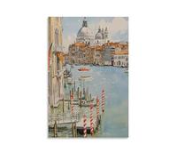 Toile murale avec impressions sur toile de peintures à thème l'architecture du Grand Canal de Venise, pôle rayé rouge, 30 x 45 cm