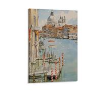 Toile murale avec impressions sur toile de peintures à thème l'architecture du Grand Canal de Venise, pôle rayé rouge, 30 x 45 cm