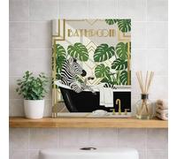 Toile murale avec imprimé cheval rayé vert et noir, animaux tropicaux, décoration moderne d'été pour salon, chambre à coucher, salle de bain, maison, 20,3 x 25,4 cm