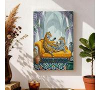 Toile murale avec imprimé tigre tropical orange gris, décoration d'intérieur abstraite pour salon, chambre à coucher, bureau, 20,3 x 30,5 cm