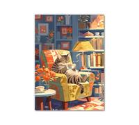 Toile murale avec motif chat qui boit du thé et chat mignon se relaxant