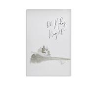 Toile murale avec paroles de chanson chrétienne Oh Holy Night - Affiche d'œuvre d'art pour décoration d'intérieur : salon, chambre à coucher, salle de bain, bureau - 50 x 75 cm