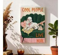 Toile murale chic en forme de chien - Illustration de caniche pêche verte - Décoration d'intérieur moderne pour salon, chambre à coucher, salon - 20,3 x 30,5 cm