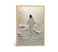 Toile murale chrétienne avec versets de la Bible - Affiches sur toile de Jésus pour chambre à coucher, salon, peintures bibliques bohèmes de Jésus (blanc, 40,6 x 30,5 cm, encadré)