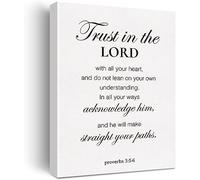 Toile murale chrétienne Trust in the Lord with All Your Heart Impression sur toile Verse de la Bible Écriture Peinture sur toile Bureau Maison Décoration murale Cadeau
