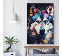 Toile murale colorée représentant un husky pour chambre à coucher, pour adolescentes, femmes, décoration de salon, 20 x 30 cm