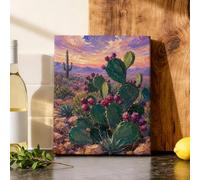 Toile murale de cuisine cactus, paysage impressionniste, fleurs du désert, vert d'été, œuvre d'art à suspendre pour maison, chambre à coucher, salon, restaurant, salle à manger, 20,3 x 25,4 cm
