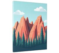 Toile murale de dessin animé montagne pour salon, 1 pièce amusante forêt nature paysage salle de bain, grand paysage décoratif, art mural pour salle de bain, bureau, chambre à coucher, 30,5 x 40,6 cm