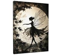 Toile murale de fée, impression forêt enchantée, noir et blanc, art abstrait, décoration d'intérieur pour salon, chambre à coucher, chambre d'enfant, sans cadre, 20,3 x 30,5 cm