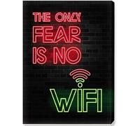 Toile murale décorative à thème jeux vidéo « The Only Fear is No Wifi » - prête à être accrochée pour la décoration murale d'intérieur de salle de jeu, chambre à coucher, salle de jeux vidéo