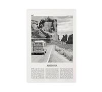 Toile murale décorative avec logo Arizona Black And White Road, États-Unis, États-Unis, Amérique du Nord, paysage de voyage, décoration murale pour maison, bar, restaurant, garage, café (50 x 75 cm)