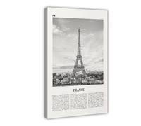 Toile murale décorative décorative sur toile représentant la Tour Eiffel de la France, la République Française, la République Française, la carte de la ville de Paris rétro, paysage de voyage