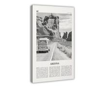Toile murale décorative esthétique sur toile Arizona Black And White Road, États-Unis, États-Unis, Amérique du Nord, paysage de voyage, décoration murale pour chambre, bureau - 40 x 60 cm