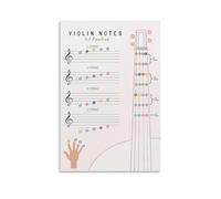 Toile murale éducative avec poèmes inspirants et notes de violon - Impression sur toile pour appartement, chambre à coucher, salon - 20 x 30 cm