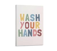 Toile murale éducative « Wash Your Hands » - Poèmes inspirants - Poster esthétique vintage - Impression pour appartement, chambre à coucher, salon - 60 x 90 cm