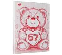 Toile murale en forme de cœur et ours mignon, adorable affiche d'animaux, décoration de Saint-Valentin pour salon, chambre à coucher, bureau, toile enveloppée 40,6 x 50,8 cm