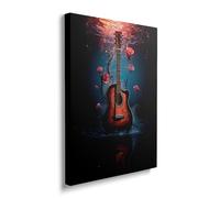 Toile murale encadrée Banksy graffiti colorée, guitare, rose, fleur - Décoration murale avec musique pop rock punk - Affiche d'art prête à être accrochée pour salon, chambre à coucher, bureau, cadeau