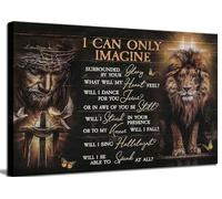 Toile murale encadrée Jésus chrétien et lion de Juda avec inscription « I Can Only Imagine », verset de la Bible, décoration murale religieuse pour église, salon, chambre à coucher, bureau, décoration