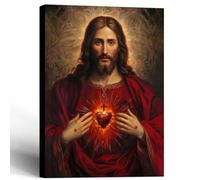 Toile murale encadrée Jésus Sacré-Cœur - Art mural religieux - Impression catholique - Décoration d'intérieur - 30,5 x 40,6 cm - Prêt à accrocher