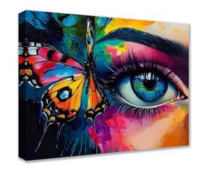 Toile murale encadrée, prête à être accrochée - Impressions sur toile avec yeux de papillon, visage de femme, portraits, paysages - Œuvre d'art moderne pour salon, salle de bain, décoration