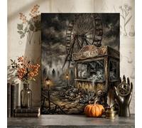 Toile murale Halloween thème carnaval hanté grande roue gothique 40,6 x | Thème carnaval gothique, images murales, parc d'attractions effrayant, art atmosphérique humeur, esthétique vintage sombre