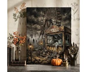 Toile murale Halloween thème carnaval hanté grande roue gothique 40,6 x | Thème carnaval gothique, images murales, parc d'attractions effrayant, art atmosphérique humeur, esthétique vintage sombre