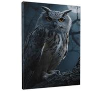 Toile murale hibou nocturne, impression sur toile de la vie sauvage de minuit gris, art mural mystique pour salon, bureau, chambre à coucher, toile enveloppée 30,5 x 40,6 cm