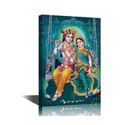 Toile murale - Impressions sur toile avec cadre - Impressions sur toile de dieu hindou du Seigneur Radha Krishna - 45,7 x 30,5 cm