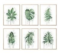 Toile murale - Impressions sur toile de feuilles vertes sauge - Impressions sur toile de plantes botaniques - Impressions de feuilles de style bohème 8 x 10 inches (20.3 x 25.4 cm) SANS CADRE