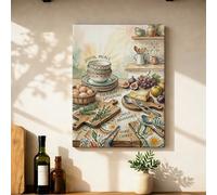 Toile murale - Impressions sur toile de peintures à suspendre - Impressions sur toile de style rustique et confortable - Œufs et fruits - Décoration d'intérieur - 30,5 x 40,6 cm