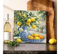 Toile murale - Impressions sur toile de peintures à thème citron - Nature morte rustique vase bol, jaune d'été - Affiches d'œuvres d'art pour décoration d'intérieur, chambre à coucher, salon