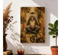 Toile murale - Impressions sur toile de singe tropical, marron et doré, 20,3 x 30,5 cm
