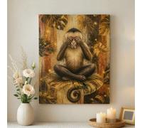 Toile murale - Impressions sur toile de singe tropical, marron et doré, 40,6 x 50,8 cm, décoration murale d'intérieur pour salon, chambre à coucher, salon