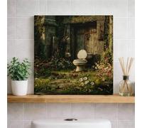 Toile murale - Impressions sur toile florale rustique - Impressions de fleurs vintage vertes et brunes - Décoration d'intérieur printanière pour salon, chambre à coucher, salle de bain - 30,5 x 30,5