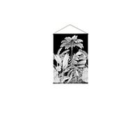 - Toile murale imprimée palmier - 90 x 130 cm - Noir et blanc - Panorama