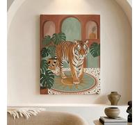 Toile murale imprimée tigre tropical, orange et vert, décoration murale moderne pour salon, chambre à coucher, bureau, 30,5 x 40,6 cm