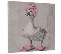 Toile murale insolite, canard, pêche - 30,5 x 30,5 cm - Décoration murale amusante pour salon, chambre à coucher, salle de bain, spa