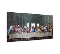 Toile murale Jésus la dernière Cène célèbre, peintures à l'huile Leonardo da Vinci, reproduction d'art classique tendue et encadrée, chambre à coucher, salon (40x80 cm)