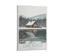 Toile murale Lake Placid New York - Impressions sur toile pour salon, chambre à coucher, salle de bain, bureau - 40 x 60 cm