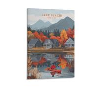 Toile murale Lake Placid New York - Impressions sur toile pour salon, chambre à coucher, salle de bain, bureau - 40 x 60 cm