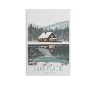 Toile murale Lake Placid New York - Impressions sur toile pour salon, chambre à coucher, salle de bain, bureau - 40 x 60 cm