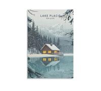 Toile murale Lake Placid New York - Impressions sur toile pour salon, chambre à coucher, salle de bain, bureau - 40 x 60 cm