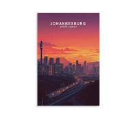Toile murale minimaliste à Johannesburg - Afrique du Sud - Impression sur toile pour salon, chambre à coucher, salle de bain, bureau - 40 x 60 cm