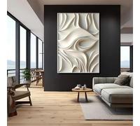 XINBAO Toile murale minimaliste de style vague blanche irrégulière 3D texturée, affiches visuelles abstraites, impressions, peinture pour décoration d'intérieur, 80 x 120 cm, sans cadre