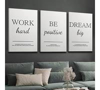 Toile murale minimaliste et inspirante, citations motivantes « Travaillez dur », « Soyez positif », « Rêvez grand », affiches et impressions, peinture murale pour salon(Sans cadre)