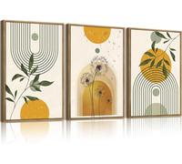 Toile murale minimaliste, peinture végétale, œuvre d'art géométrique moderne, art abstrait au trait pour décoration de salon, salle à manger, 50 x 70 cm x 3 cadres