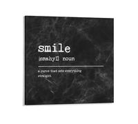 Toile murale moderne avec texte de dictionnaire de définition du sourire - 40,6 x 40,6 cm - Impressions sur toile de peintures modernes pour décoration murale d'intérieur ou bureau - Cadeau de