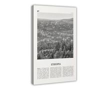 Toile murale moderne avec vue d'Éthiopie, Addis-Abeba, carte de la ville d'Afrique, paysage de voyage, décoration murale moderne pour salon, chambre à coucher (40 x 60 cm)